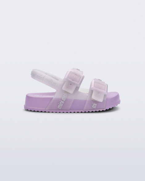 Side view of a lilac Cozy M Lover baby sandal