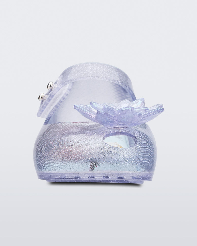 Front view of a clear baby Ultragirl frozen flat.