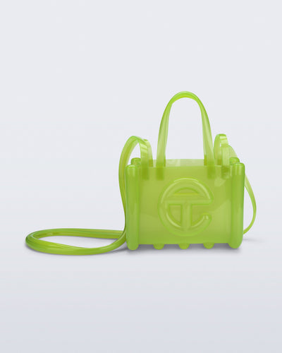Front view of the green Small Jelly Shopper x Telfar bag