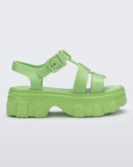 Side view of a green Ella women's platform sandal.