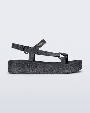 Product element, title Sun Downtown Platform in Black Glitter
 price $69.00