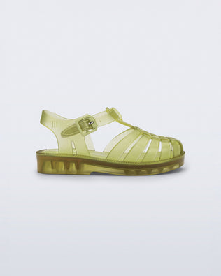 Side view of transparent green Possession fisherman baby sandal