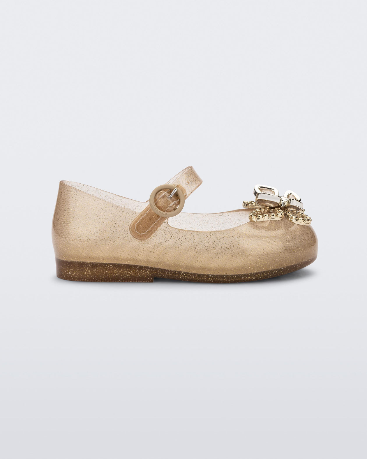 Sweet Love Butterfly Flat in Glitter Beige for Babies Mini Melissa Shoes