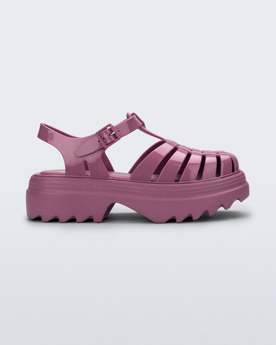 Side view of a lilac Possession Platform II fisherman sandal