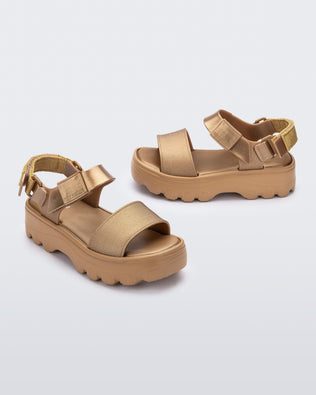 Product element, title Kick Off Sandal in Gold
 price $65.40