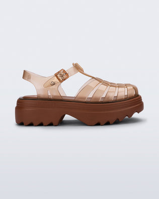 Product element, title Possession Platform II in Transparent Brown
 price $99.00