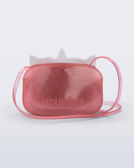 Back view of a pink glitter Dreamy Unicorn kids bag
