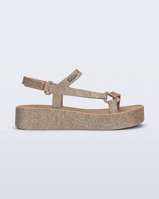 Product element, title Sun Downtown Platform in Beige Glitter
 price $69.00