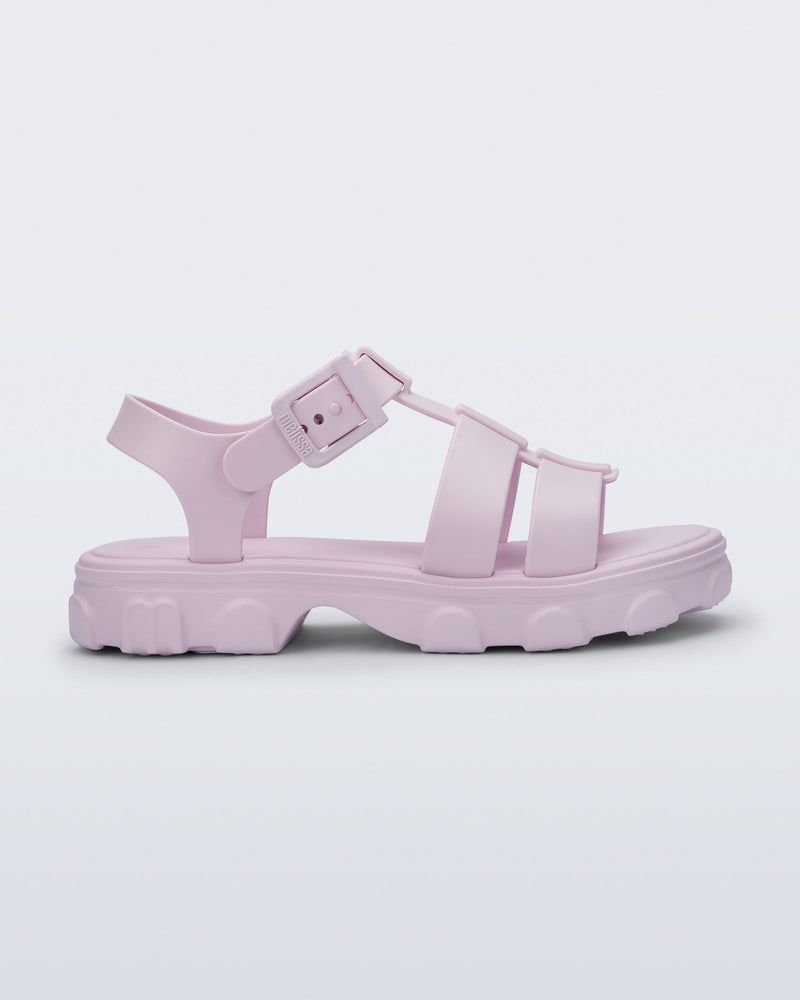 Side view of a pink Ella sandal