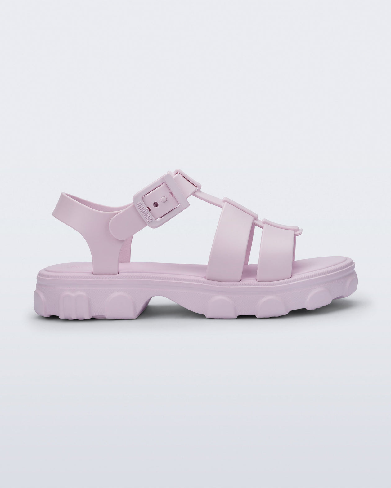 Side view of a pink Ella sandal