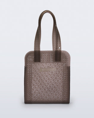 Front view of a brown Harper bag with shoulder straps