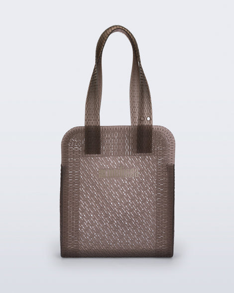 Front view of a brown Harper bag with shoulder straps