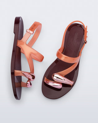Product element, title Iris Sandal in Burgundy/Orange
 price $69.00