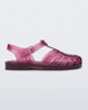 Side view of a clear cranberry Possession fisherman sandal