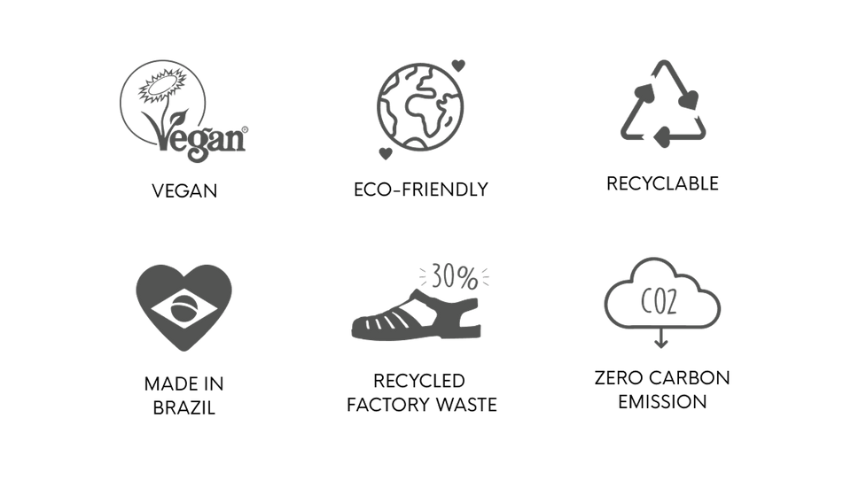 Vegan, Eco-Friendly, Recyclable, Made in Brazil, Recycled Factory Waste, and Zero Carbon Emission