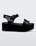 Side view of a black Melissa Mar Platform sandal with two straps.