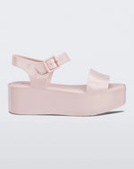 Side view of a light pink Melissa Mar Platform sandal with two straps.