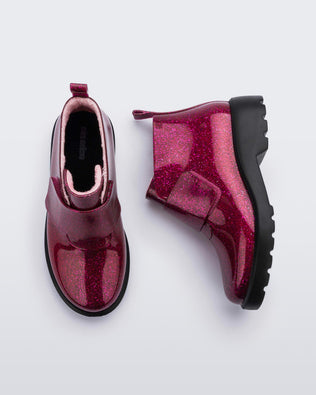 Mini Melissa Chelsea Pink Glitter/Black Product Image 3