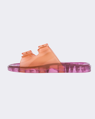 Product element, title Wide Slide in Orange/Pink Clear
 price $27.60