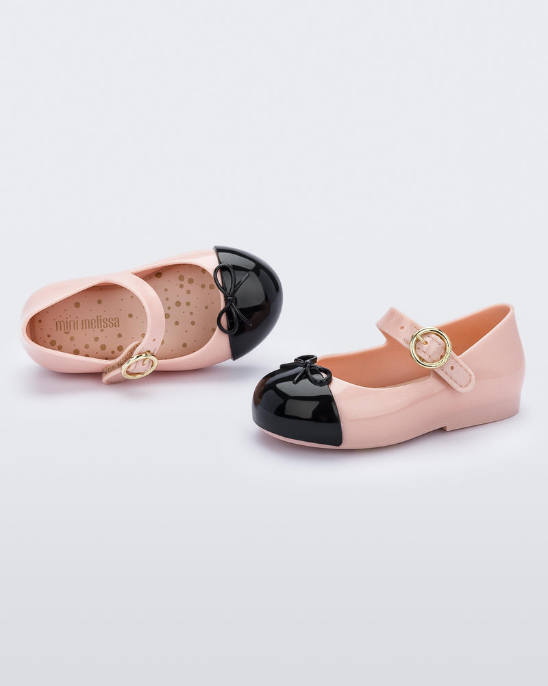 Mini Melissa Sweet Love Cap Toe Glitter Rose/Black Product Image 2