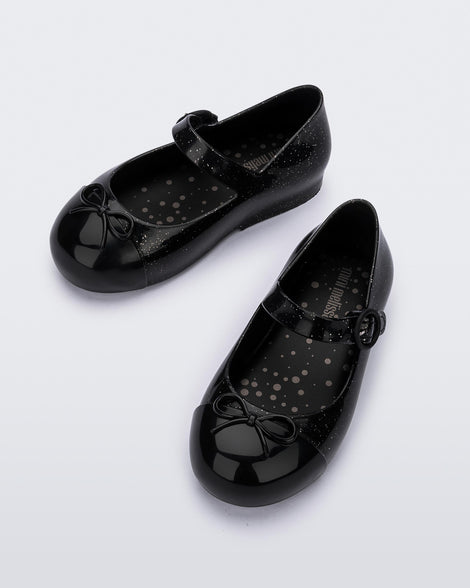 Mini Melissa Sweet Love Cap Toe Black Glitter Silver Product Image 3