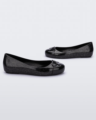 Mini Melissa Sweet Love Cap Toe Black Glitter Silver Product Image 3