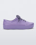 Side view of a lilac Mini Melissa Street sneaker with a lilac base and laces.