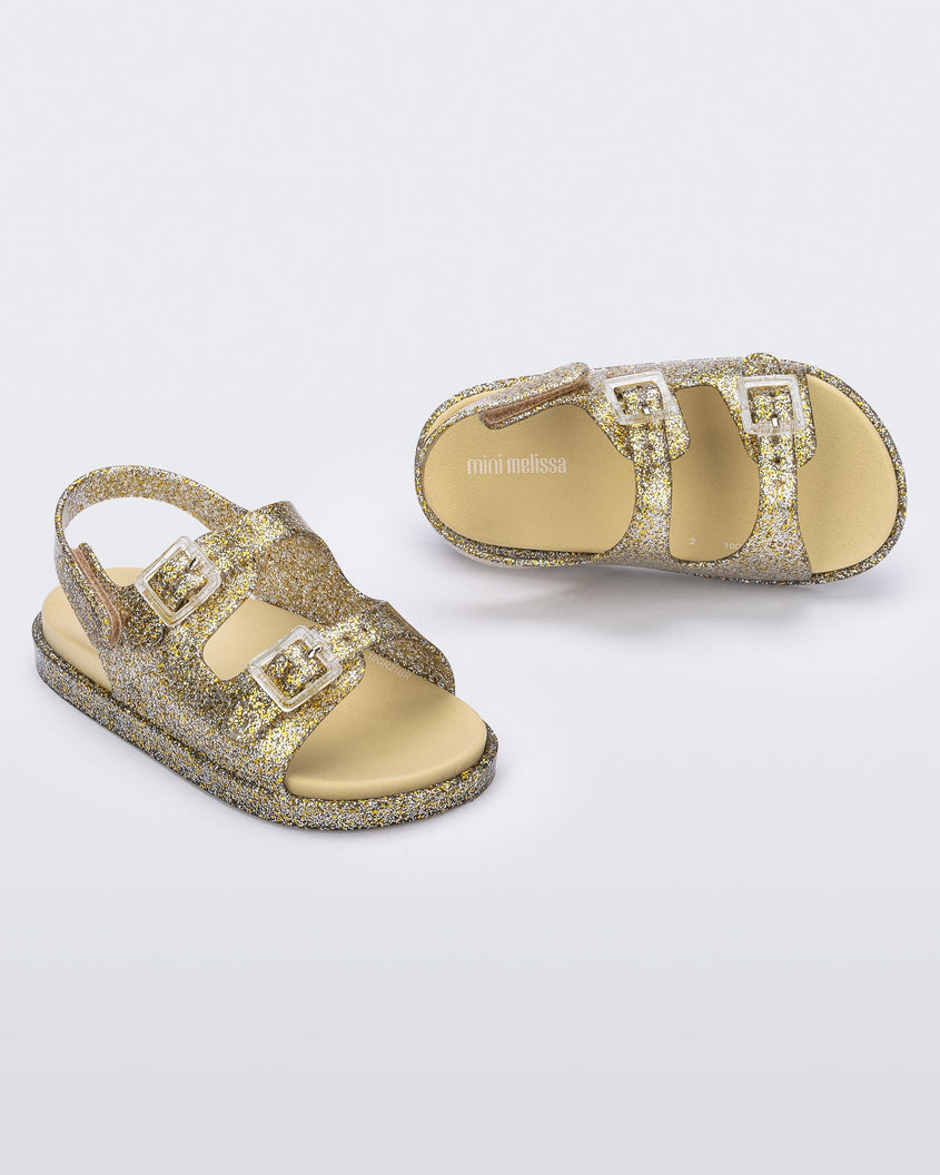 Mini Melissa Wide Sandal Clear Glitter/Gold Product Image 2