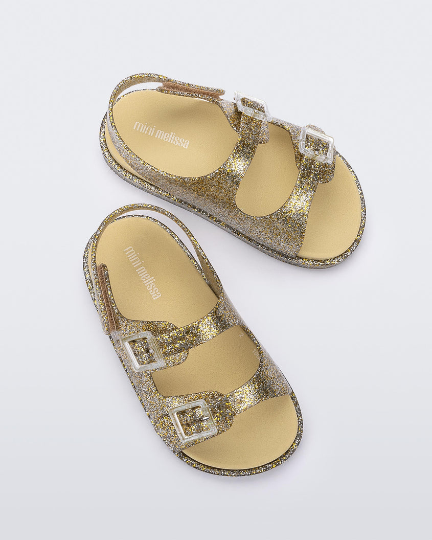 Mini Melissa Wide Sandal Clear Glitter/Gold Product Image 3