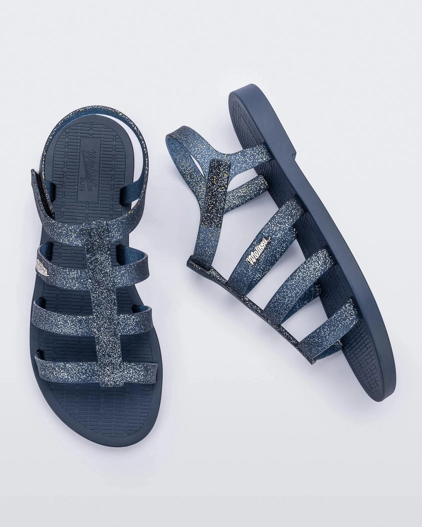 Sun Rodeo Sandal in Blue Blue Glitter Silver Melissa Shoes