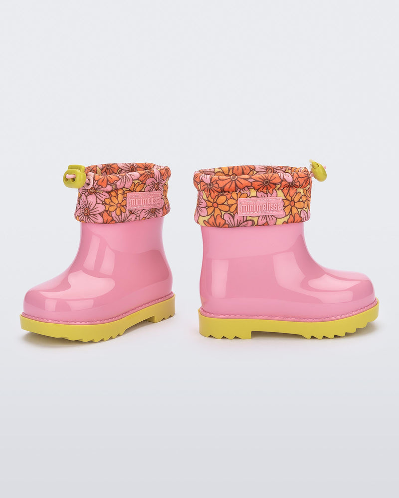 Mini Melissa Rain Boot Pink/Yellow Product Image 2