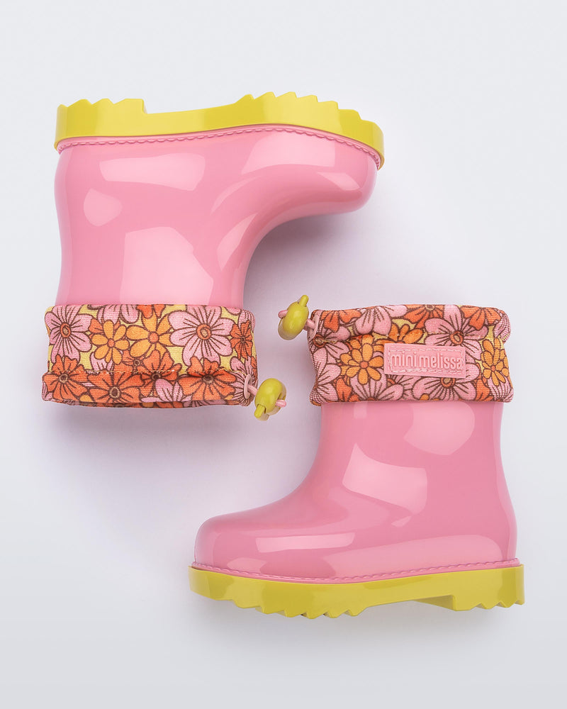 Mini Melissa Rain Boot Pink/Yellow Product Image 3