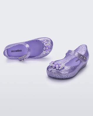 Product element, title Ultragirl Chrome Flower in Lilac Clear Glitter
 price $39.00