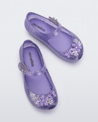 Product element, title Ultragirl Chrome Flower in Lilac Clear Glitter
 price $39.00