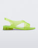 Side view of a green Melissa The Real Jelly Paris sandal with two front straps and an ankle strap.
