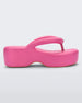 Side view of a pink Melissa Free Platform flip flop with puffer-like straps.