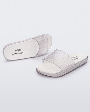 Product element, title Court Slide in Clear/White
 price $111.30