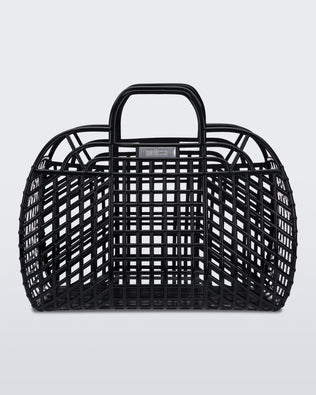 Front view of a black Refraction bag with handles