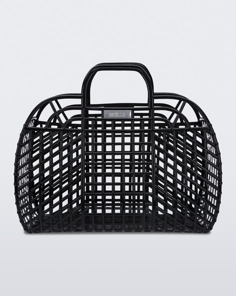 Front view of a black Refraction bag with handles