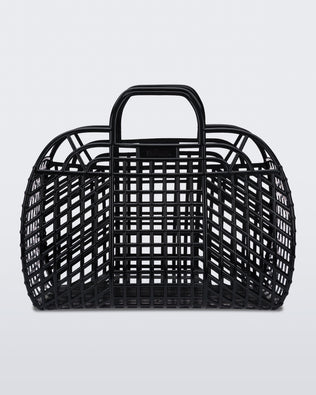 Back view of a black Refraction bag with handles