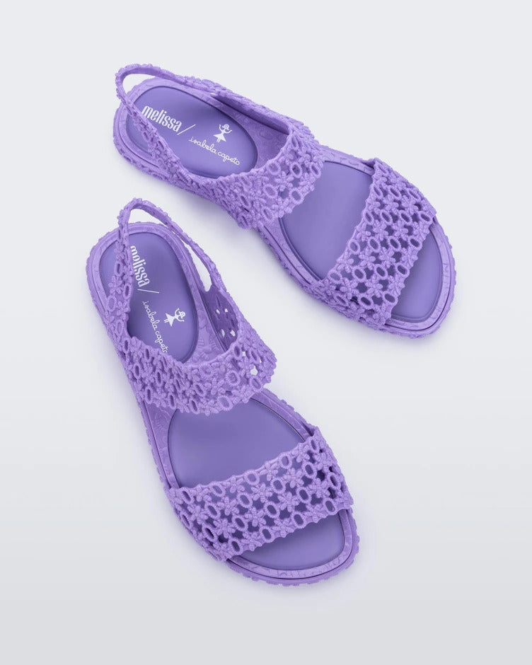 Top view of a pair of purple Melissa Panc Sandals.