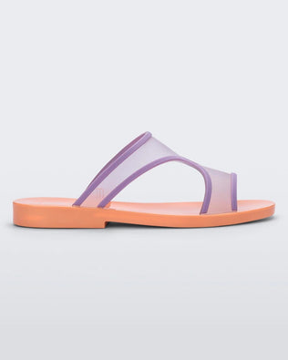 Product element, title Bikini Slide in Orange/Lilac
 price $22.00