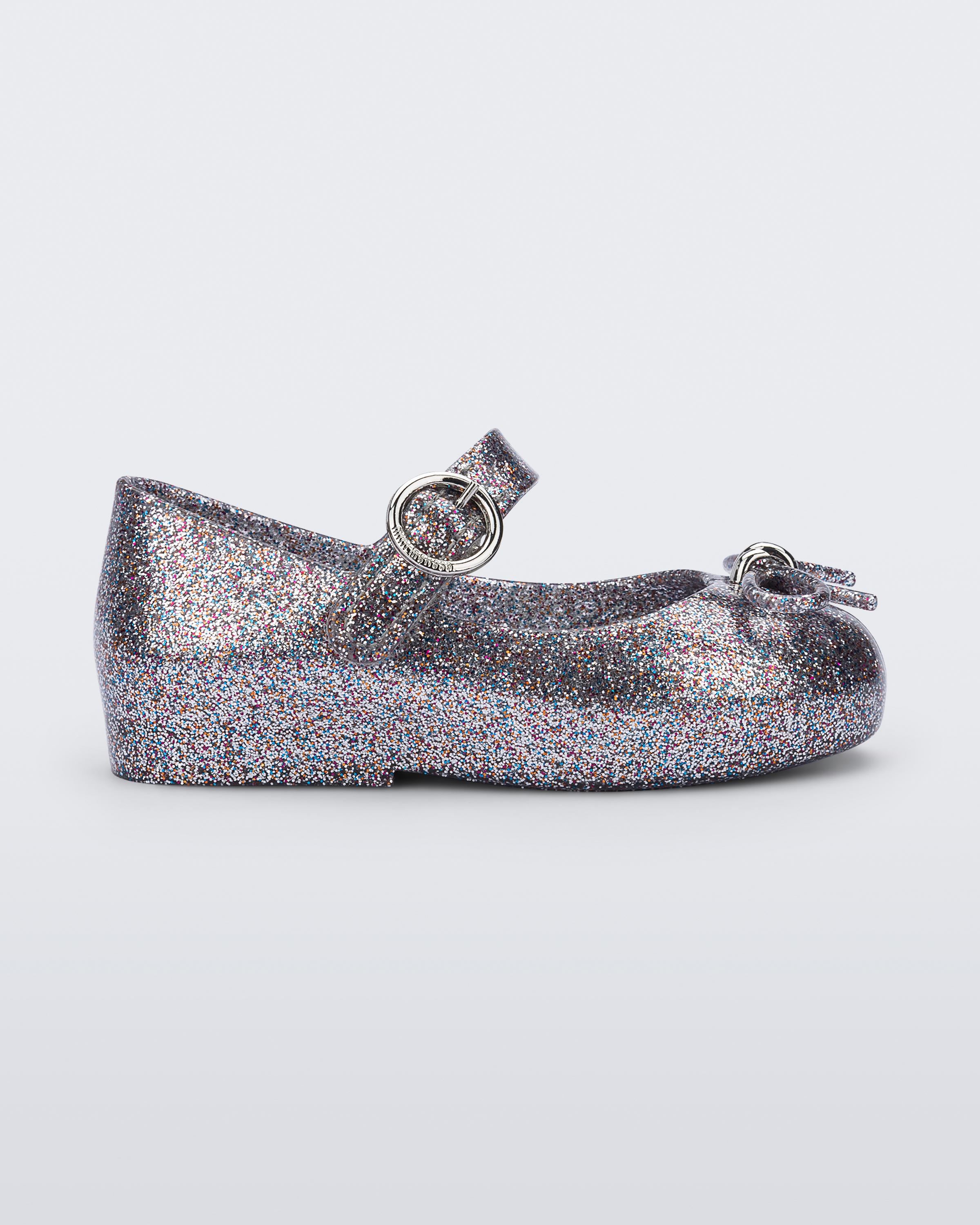 Sweet Love Flat in Silver Glitter for Babies – Mini Melissa