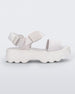 Side view of a white Melissa platform Kick Off sandal with two straps.