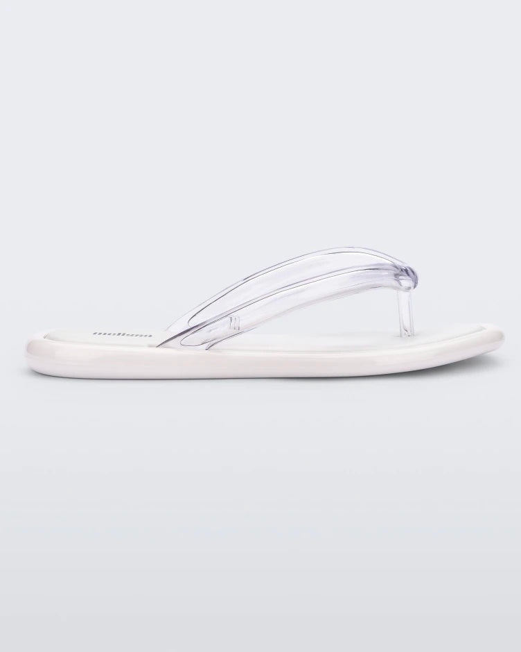 Side view of white Melissa Airbubble Flip Flop.